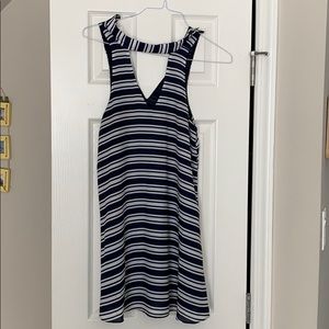 Navy and white striped dress